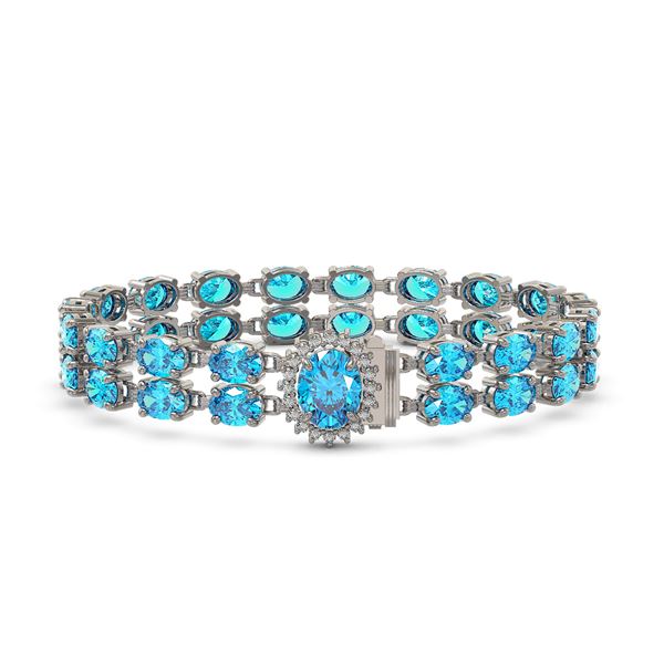 29.22 ctw Swiss Topaz & Diamond Bracelet 14K White Gold - REF-218K2Y