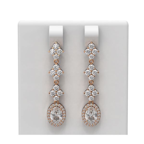3.84 ctw Oval Diamond Earrings 18K Rose Gold - REF-527N8F