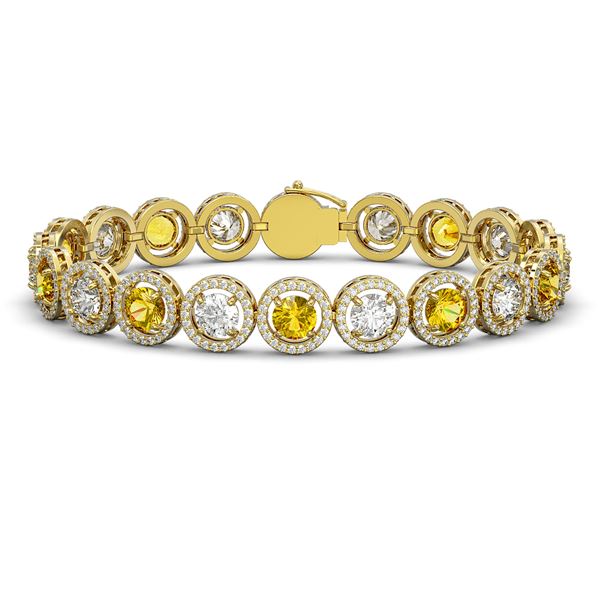 15.47 ctw Canary & Diamond Micro Pave Bracelet 18K Yellow Gold - REF-1646M3G