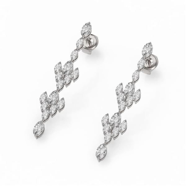 5.28 ctw Oval & Marquise Diamond Earrings 18K White Gold - REF-613A3N