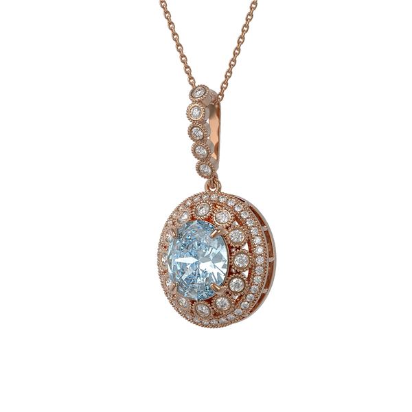 6.81 ctw Aquamarine & Diamond Victorian Necklace 14K Rose Gold - REF-228F2M