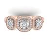 Image 1 : 2.25 ctw Certified VS/SI Diamond 3 Stone Micro Ring 14k Rose Gold - REF-236A2N