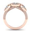 Image 3 : 2.25 ctw Certified VS/SI Diamond 3 Stone Micro Ring 14k Rose Gold - REF-236A2N