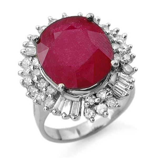 10.65 ctw Ruby & Diamond Ring 18k White Gold - REF-272A8N