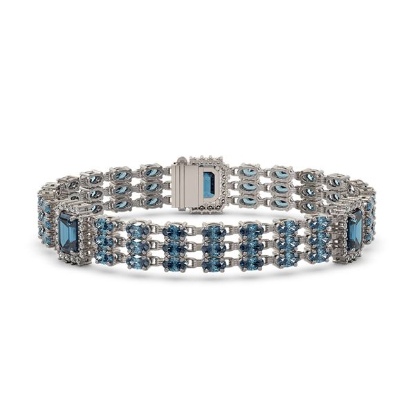 27.1 ctw London Topaz & Diamond Bracelet 14K White Gold - REF-327N3F