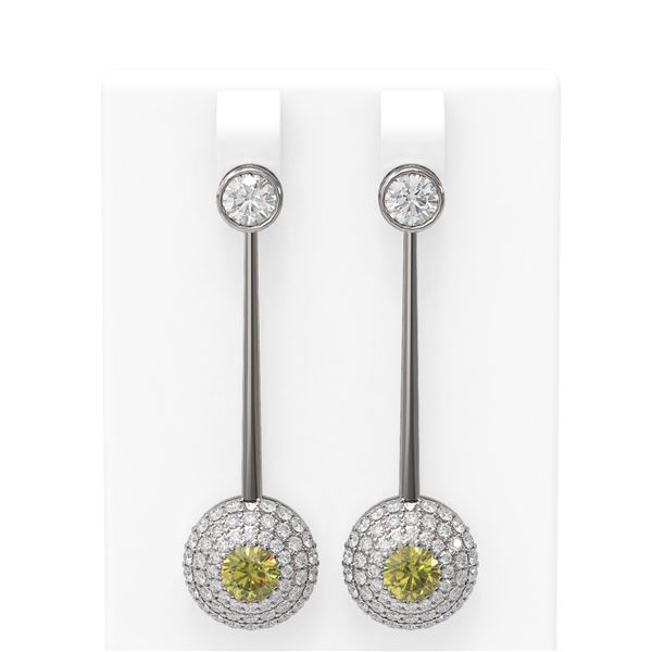 3.67 ctw Intense Blue Diamond Earrings 18K White Gold - REF-336W2H