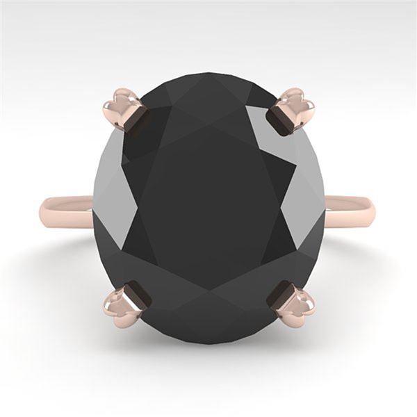 9.0 ctw Oval Black Diamond Engagment Designer Ring 14k Rose Gold - REF-240M2G