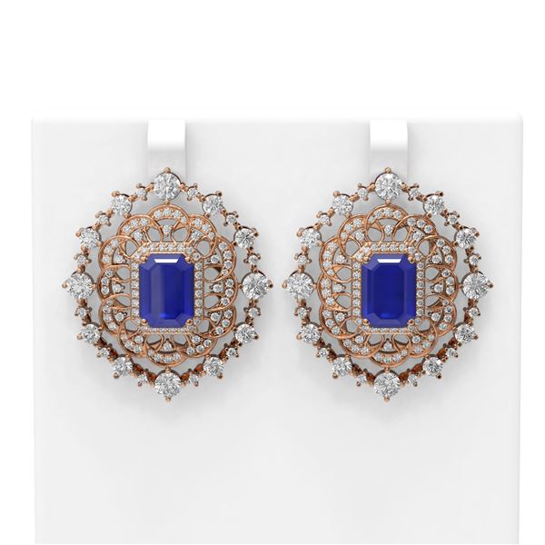 18.43 ctw Sapphire & Diamond Earrings 18K Rose Gold - REF-890W9H