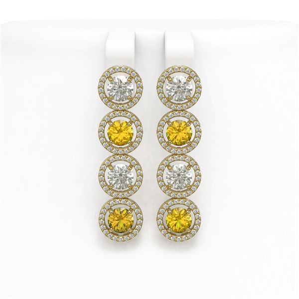 6.18 ctw Canary & Diamond Micro Pave Earrings 18K Yellow Gold - REF-665G8W