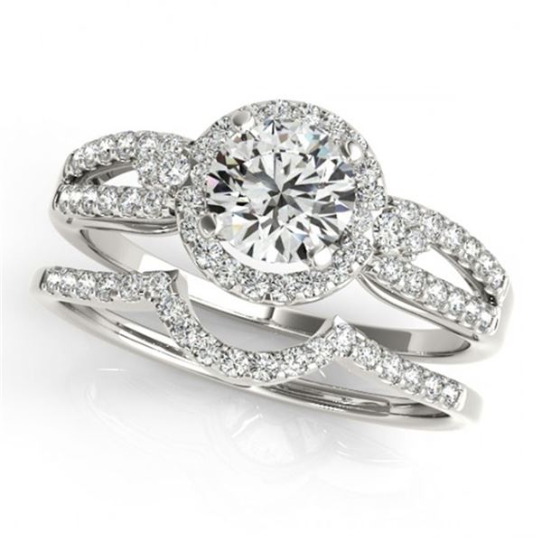 1.11 ctw Certified VS/SI Diamond 2pc Wedding Set Halo 14k White Gold - REF-156Y8X