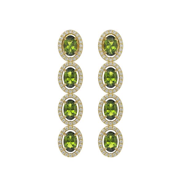 5.88 ctw Tourmaline & Diamond Micro Pave Halo Earrings 10k Yellow Gold - REF-143N6F