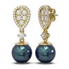 Image 2 : 2.03 ctw Diamond & Pearl Earrings 18K Yellow Gold - REF-219X5A