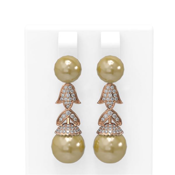 1.01 ctw Diamond & Pearl Earrings 18K Rose Gold - REF-154N2F