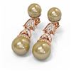 Image 3 : 1.01 ctw Diamond & Pearl Earrings 18K Rose Gold - REF-154N2F