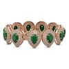 Image 2 : 56.04 ctw Emerald & Diamond Victorian Bracelet 14K Rose Gold - REF-1745W5H