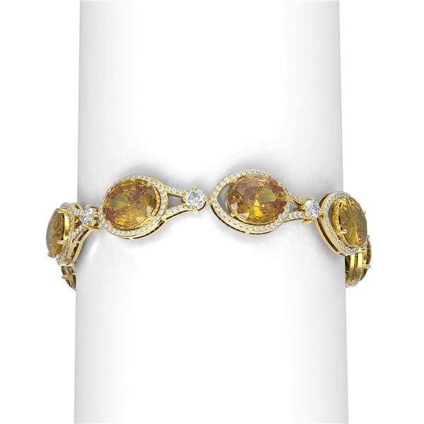 52.25 ctw Canary Citrine & Diamond Bracelet 18K Yellow Gold - REF-712W5H