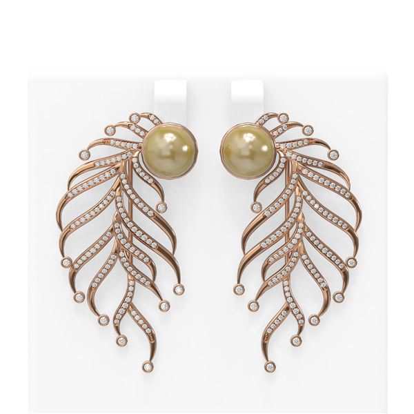 2.1 ctw Diamond & Pearl Earrings 18K Rose Gold - REF-265W6H