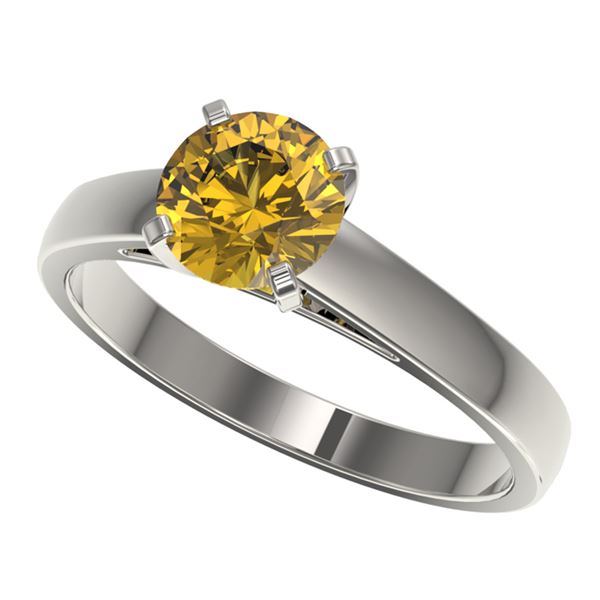 1.25 ctw Certified Intense Yellow Diamond Solitaire Ring 10k White Gold - REF-208M6G