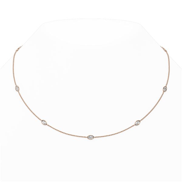 2.25 ctw Marquise Diamond Station Necklace 18K Rose Gold - REF-375R8K
