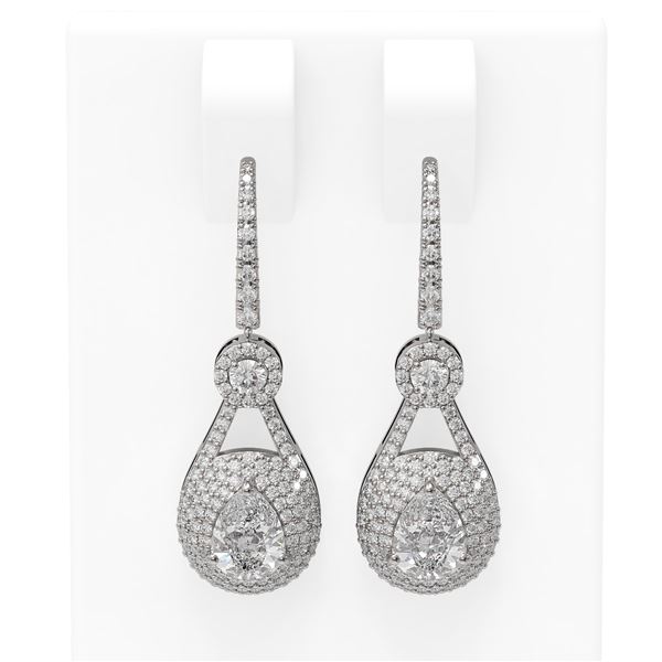 4.09 ctw Pear Diamond Earrings 18K White Gold - REF-779W8H