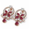 Image 3 : 17.33 ctw Ruby & Diamond Earrings 18K Rose Gold - REF-906H4R