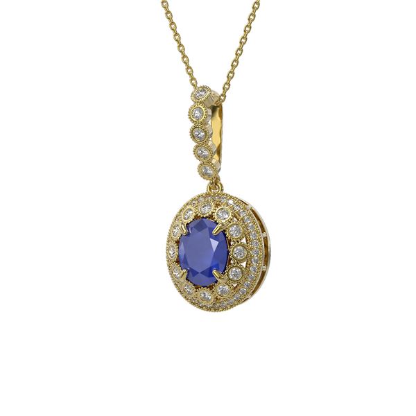 4.67 ctw Sapphire & Diamond Victorian Necklace 14K Yellow Gold - REF-123R6K