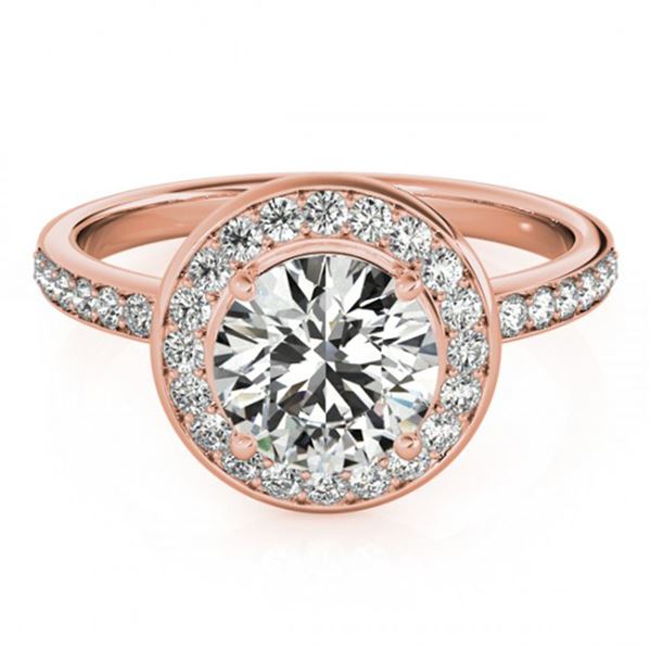 1.65 ctw Certified VS/SI Diamond Halo Ring 18k Rose Gold - REF-432M4G