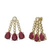 Image 2 : 24.6 ctw Ruby & Diamond Earrings 18K Yellow Gold - REF-618M2G