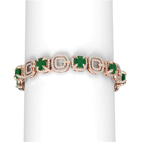 26.1 ctw Emerald & Diamond Bracelet 18K Rose Gold - REF-808G2W