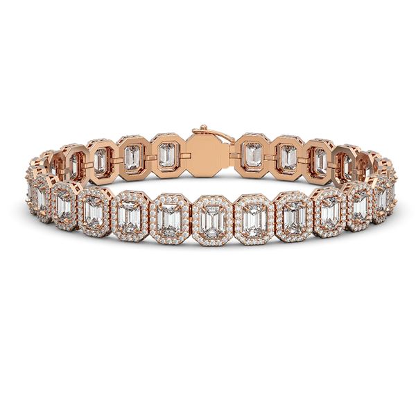 20.25 ctw Emerald Cut Diamond Micro Pave Bracelet 18K Rose Gold - REF-3213W3H
