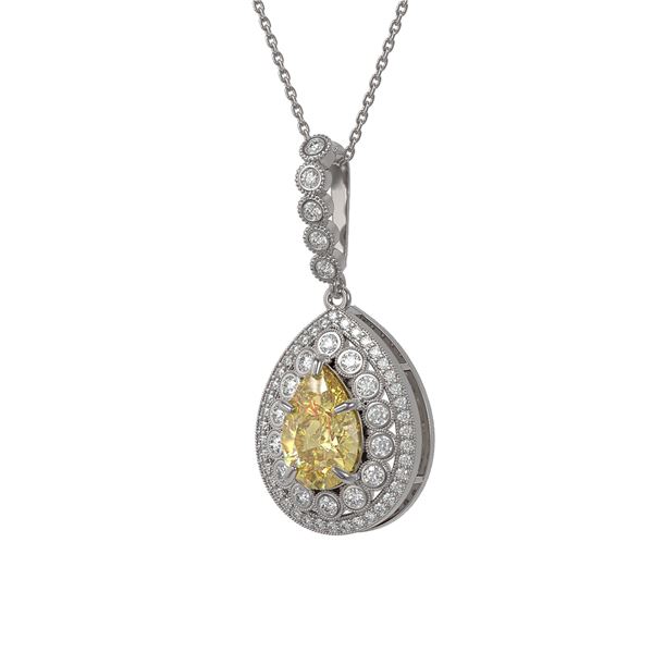 4.17 ctw Canary Citrine & Diamond Victorian Necklace 14K White Gold - REF-127H3R