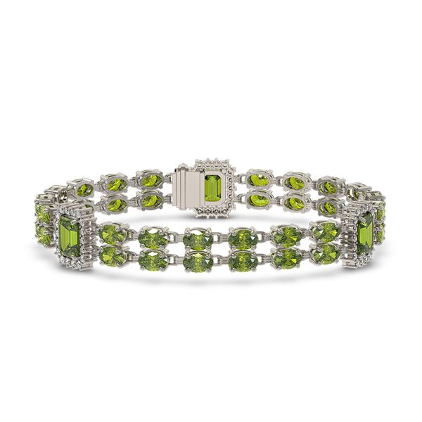 17.79 ctw Tourmaline & Diamond Bracelet 14K White Gold - REF-297N8F