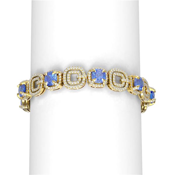 26.55 ctw Tanzanite & Diamond Bracelet 18K Yellow Gold - REF-906R9K