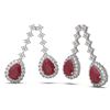 Image 2 : 15.49 ctw Ruby & Diamond Earrings 18K White Gold - REF-521H8R
