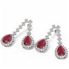 Image 3 : 15.49 ctw Ruby & Diamond Earrings 18K White Gold - REF-521H8R