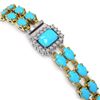 Image 3 : 14.28 ctw Turquoise & Diamond Bracelet 14K Yellow Gold - REF-229W5H
