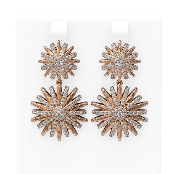 2.56 ctw Diamond Earrings 18K Rose Gold - REF-264W4H