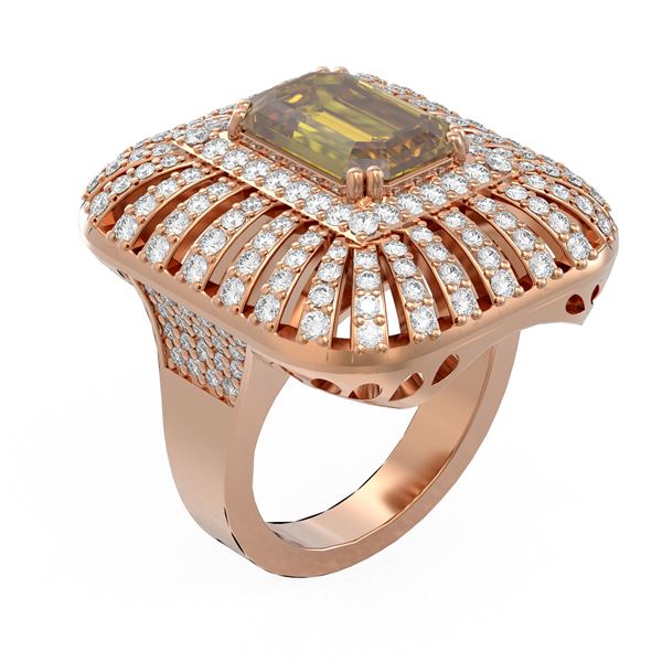 7.16 ctw Canary Citrine & Diamond Ring 18K Rose Gold - REF-337M3G