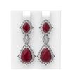 Image 1 : 11.32 ctw Ruby & Diamond Earrings 18K White Gold - REF-245Y5X