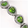 Image 3 : 16.08 ctw Peridot & Diamond Micro Pave Halo Bracelet 10k White Gold - REF-318M2G