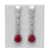 Image 1 : 9.82 ctw Ruby & Diamond Earrings 18K White Gold - REF-340X2A