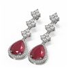 Image 3 : 9.82 ctw Ruby & Diamond Earrings 18K White Gold - REF-340X2A