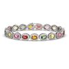 Image 1 : 14.25 ctw Multi Color Sapphire & Diamond Micro Pave Bracelet 10k White Gold - REF-304X5A