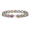 Image 2 : 14.25 ctw Multi Color Sapphire & Diamond Micro Pave Bracelet 10k White Gold - REF-304X5A