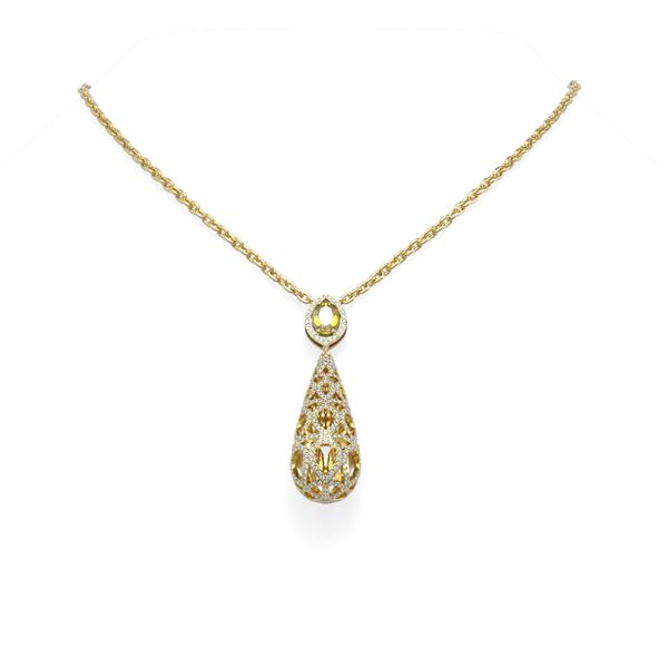 3.51 ctw Canary Citrine & Diamond Necklace 18K Yellow Gold - REF-242A8N