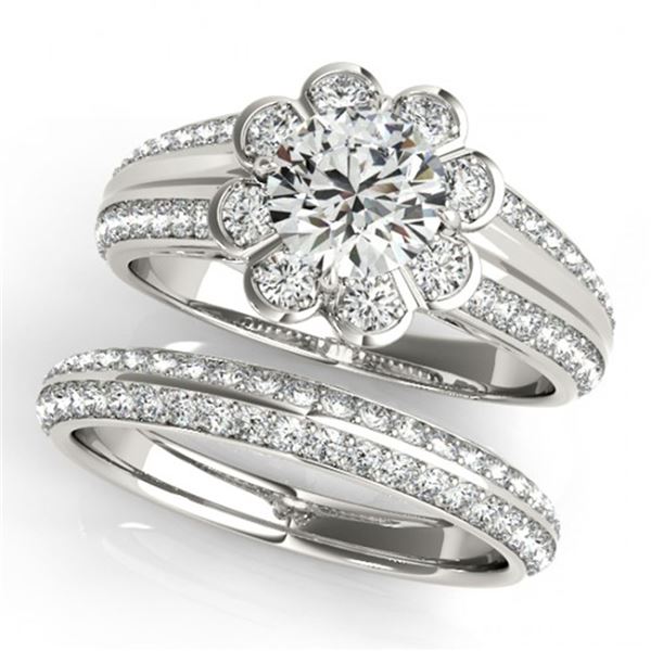 1.21 ctw Certified VS/SI Diamond 2pc Wedding Set Halo 14k White Gold - REF-133N6F
