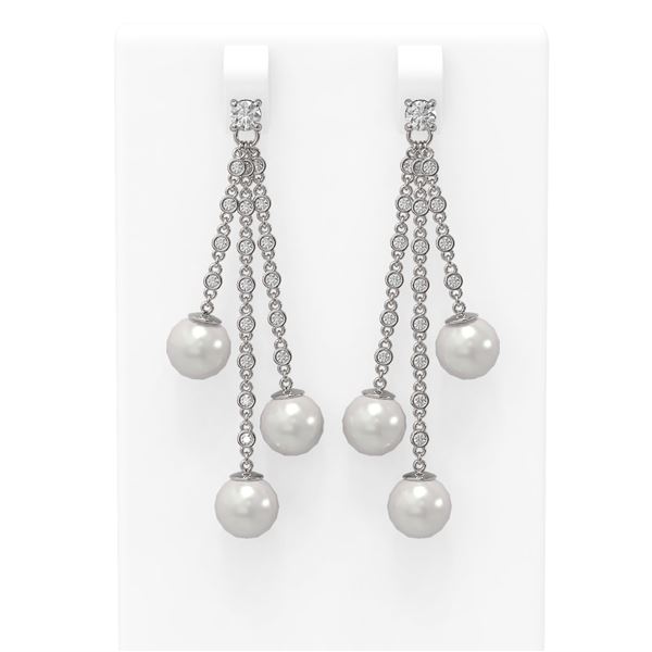 1.21 ctw Diamond & Pearl Earrings 18K White Gold - REF-198R9K