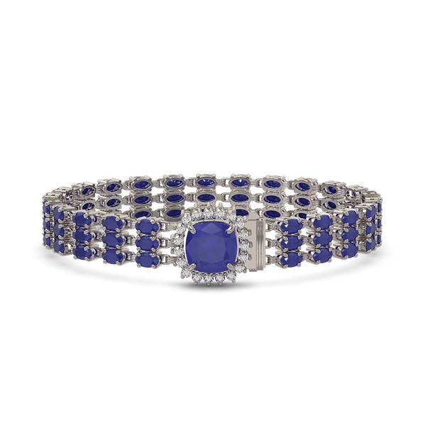 31.91 ctw Sapphire & Diamond Bracelet 14K White Gold - REF-289X3A