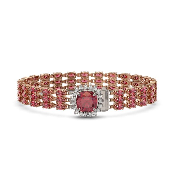 28.56 ctw Tourmaline & Diamond Bracelet 14K Rose Gold - REF-414N2F