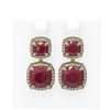 Image 1 : 15.93 ctw Ruby & Diamond Earrings 18K Yellow Gold - REF-327K3Y